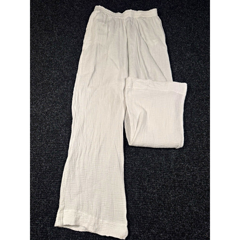 Shade & Shore Womens S White Cotton Gauze Wide Leg Swim Cover Up Beach Pants